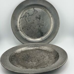 2 - STEDE Pewter Vintage Rustic Metal 8" Plates Horse Head Logo Germany